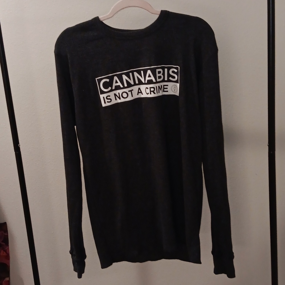 New Dark Grey Long Sleeve Tee - Cannabis Is Not A Crime